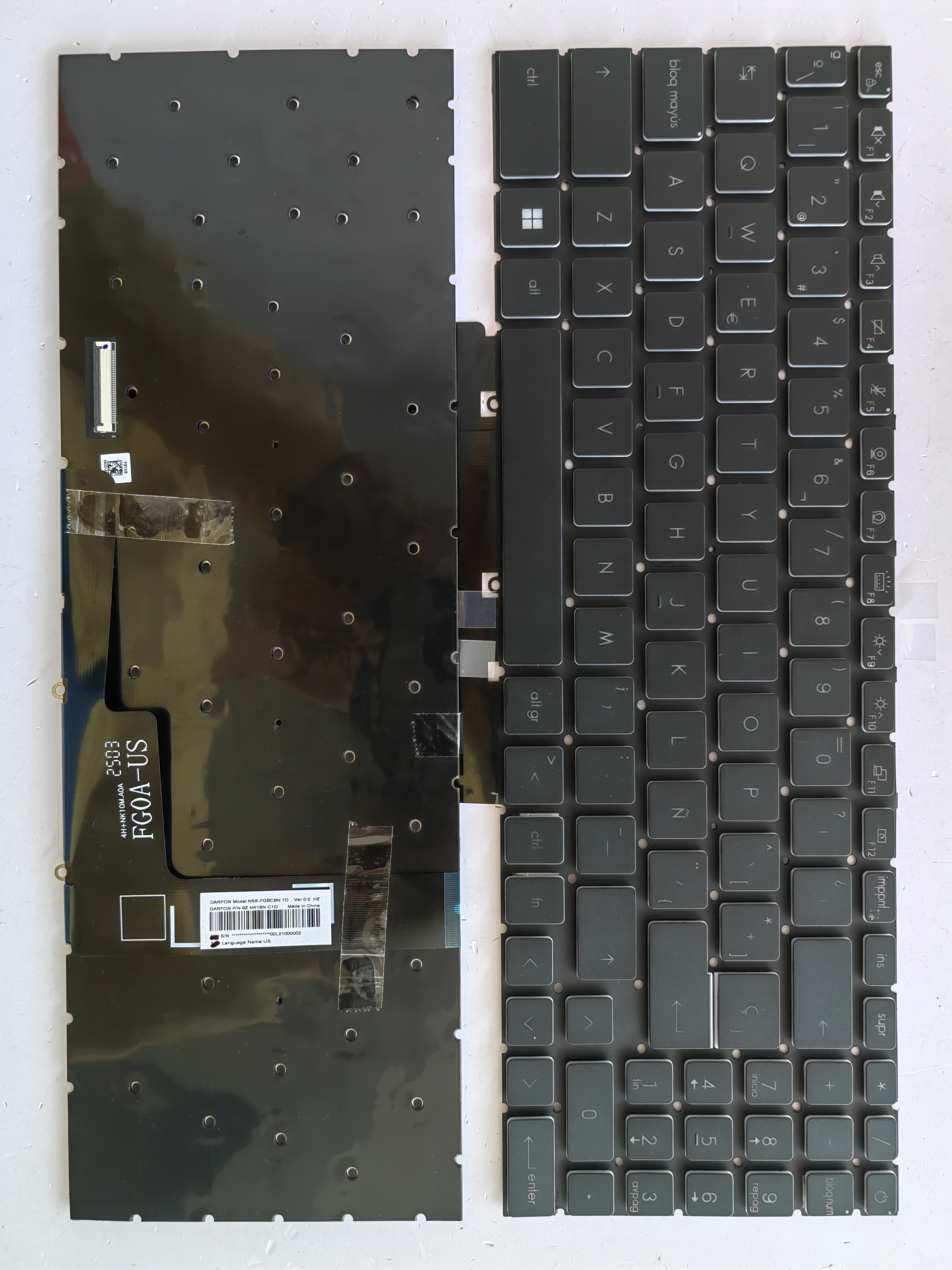 Picture of New Replacement Laptop Keyboard For MSI GF66/GF76/GL66/GL76 RGB colorful backlight small enter BLACK Backlit,White Side (OEM) SP Layout